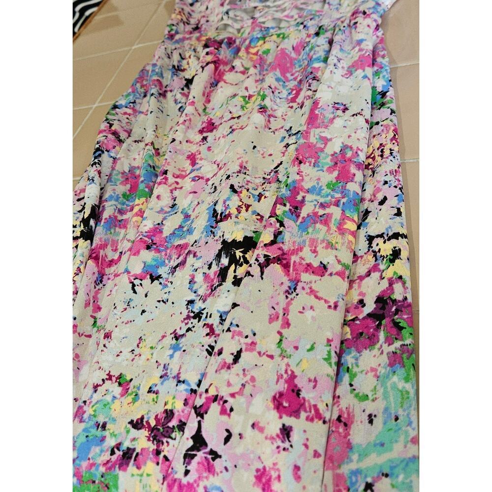 Gianni Bini Pastel Abstract Print Watercolor Cutout Maxi Dress Size 2 XS - Picture 5 of 7